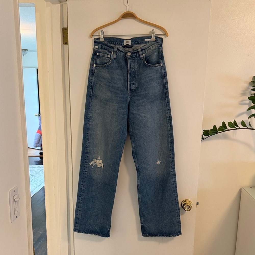 Citizens Of Humanity Distressed Blue Straight Jeans